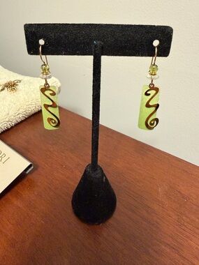 Lime Green Swirl Dangle Earrings - Women Jewelry